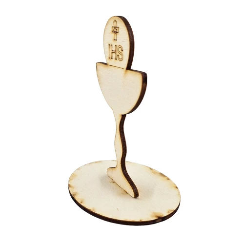 Drewniana ozdoba kielich stojący Pierwsza Komunia 10cm #2