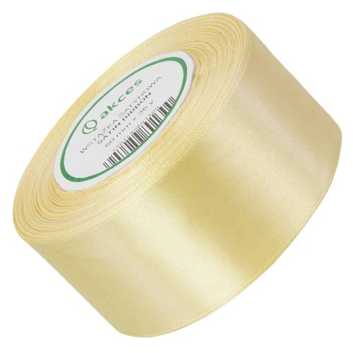 Wstążka satynowa jasno żółta 38mm - 32mb #1