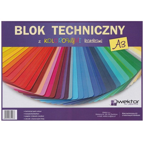 Blok techniczny kolorowy Wektor 160 g - A3, 8 arkuszy #1