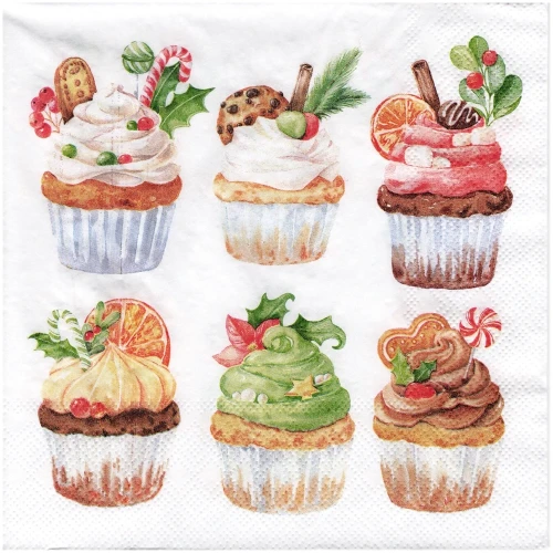 Serwetka 33x33cm - Sweet Christmas babeczki świąteczne #1
