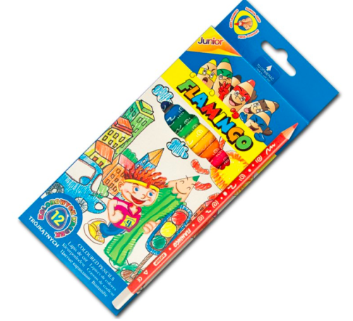 Kredki ołówkowe Junior Flamingo 12 kolorów trójkątne #2