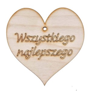 Drewniana ozdoba serce zawieszka Wszystkiego najlepszego 10cm Decor #1