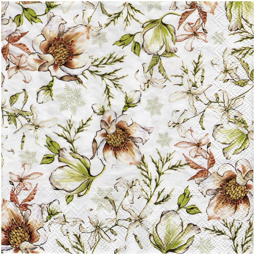 Serwetka 33x33cm - Linnea white kwiaty #1