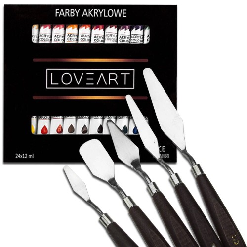 Farby akrylowe Loveart 24x12ml Szpachelki malarskie 5 sztuk #1