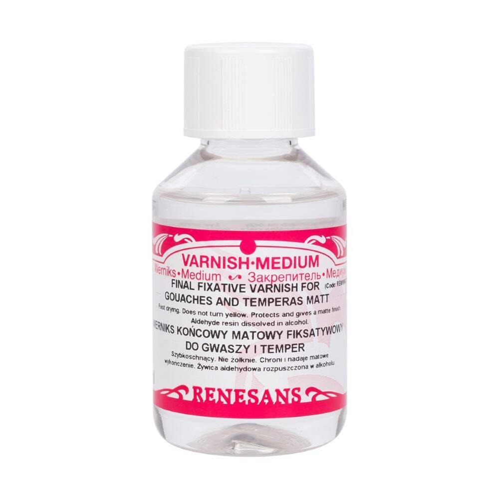 Werniks końcowy fiksatywowy matowy do gwaszy i temper Renesans 100ml #1