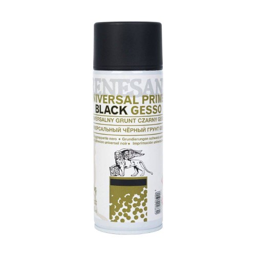 Gesso uniwersalne czarne w sprayu Renesans 400ml podkład malarski #1