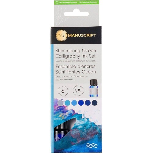 Zestaw tuszy do kaligrafii Ocean Manuscript 6x7ml odcienie niebieskie #2