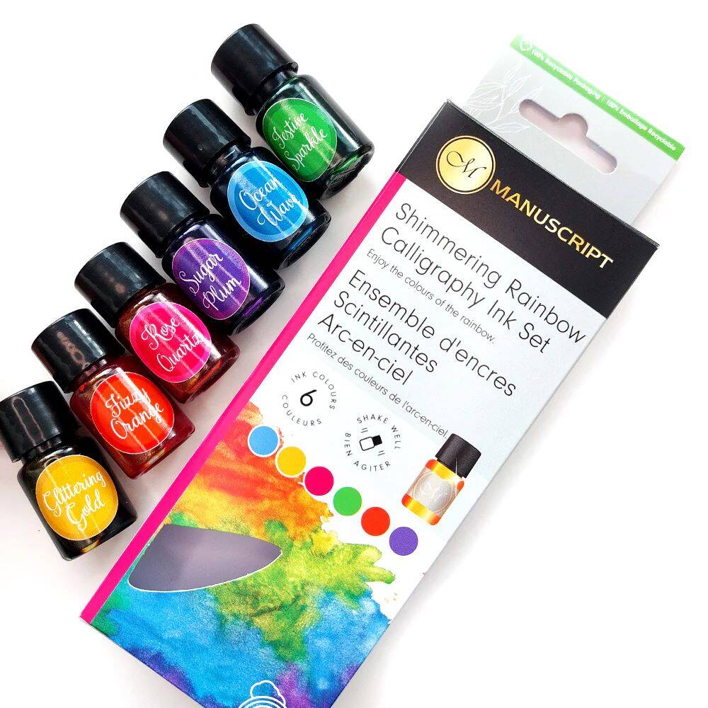Zestaw tuszy do kaligrafii Rainbow Manuscript 6x7ml odcienie tęczowe #1