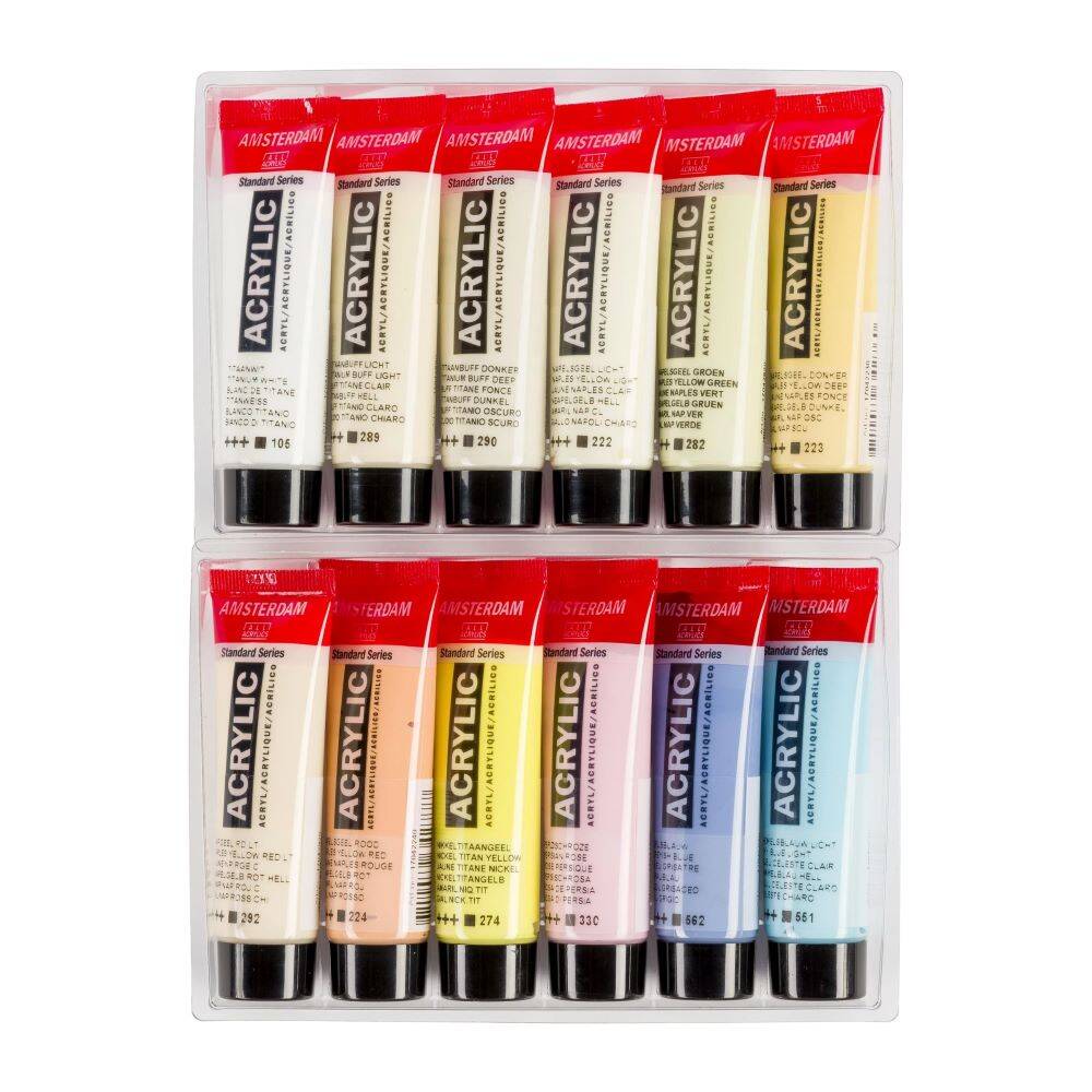 Zestaw farb akrylowych Amsterdam 12x20ml w kolorach pastelowych #4