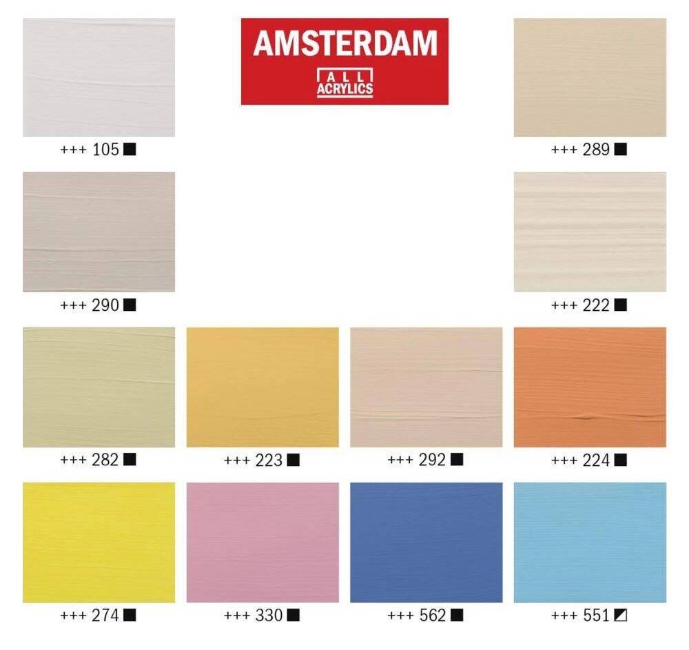 Zestaw farb akrylowych Amsterdam 12x20ml w kolorach pastelowych #5