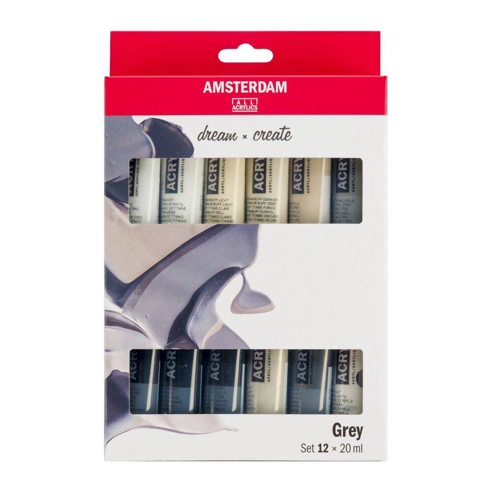 Zestaw farb akrylowych Amsterdam 12x20ml w szarych odcieniach #1