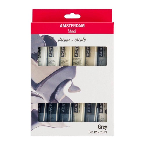 Zestaw farb akrylowych Amsterdam 12x20ml w szarych odcieniach #1