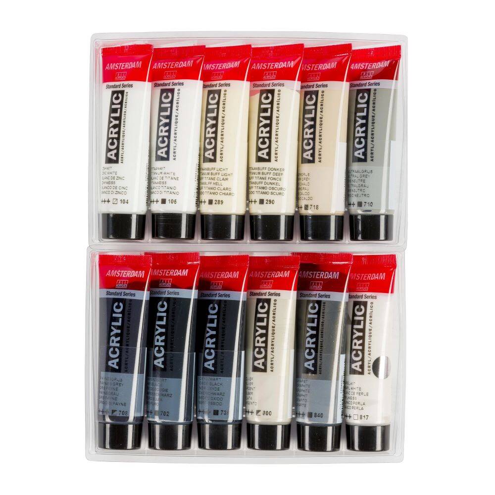 Zestaw farb akrylowych Amsterdam 12x20ml w szarych odcieniach #4