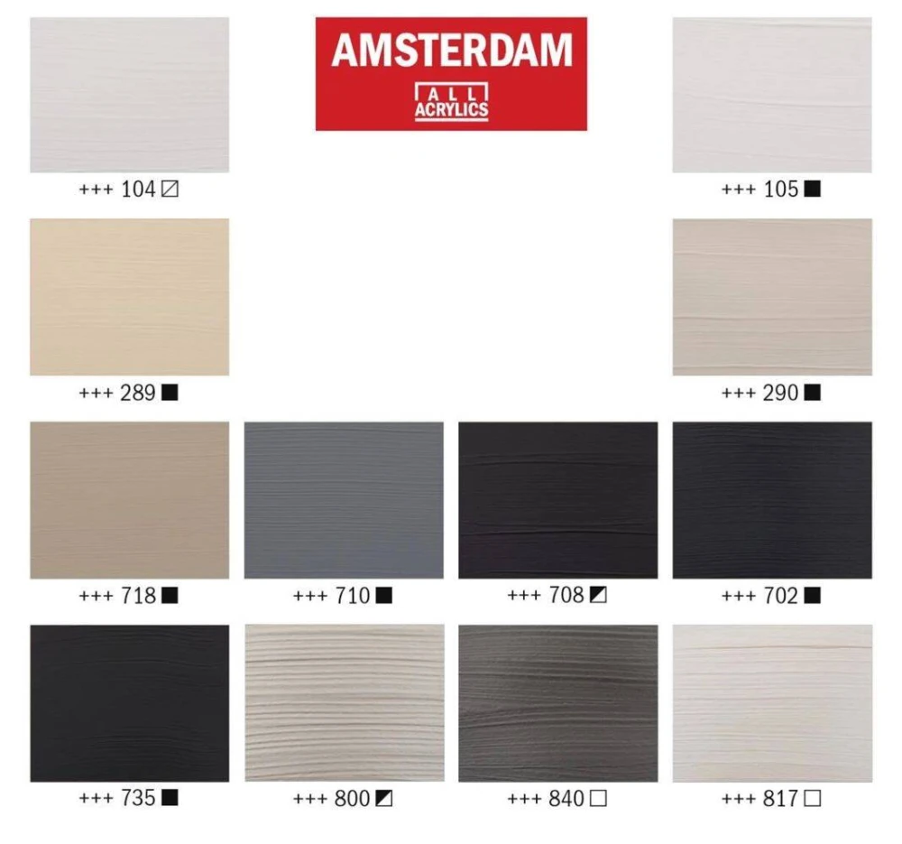 Zestaw farb akrylowych Amsterdam 12x20ml w szarych odcieniach #5