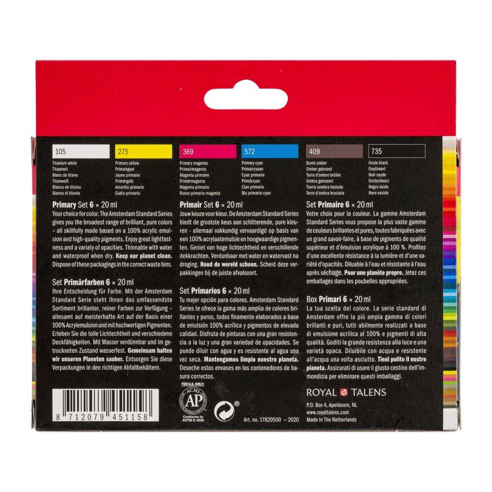 Zestaw farb akrylowych Primary Amsterdam 6x20ml  #4