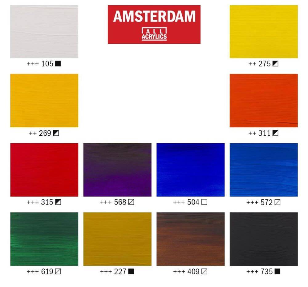 Zestaw farb akrylowych Amsterdam 12x20ml w podstawowych kolorach #5