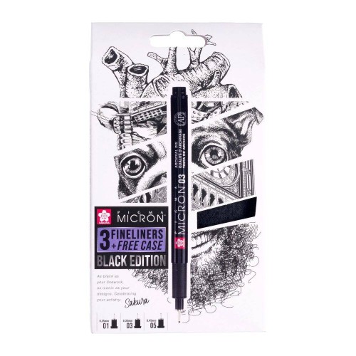 Zestaw cienkopisów Pigma Micron Black Edition 3szt z etui #1