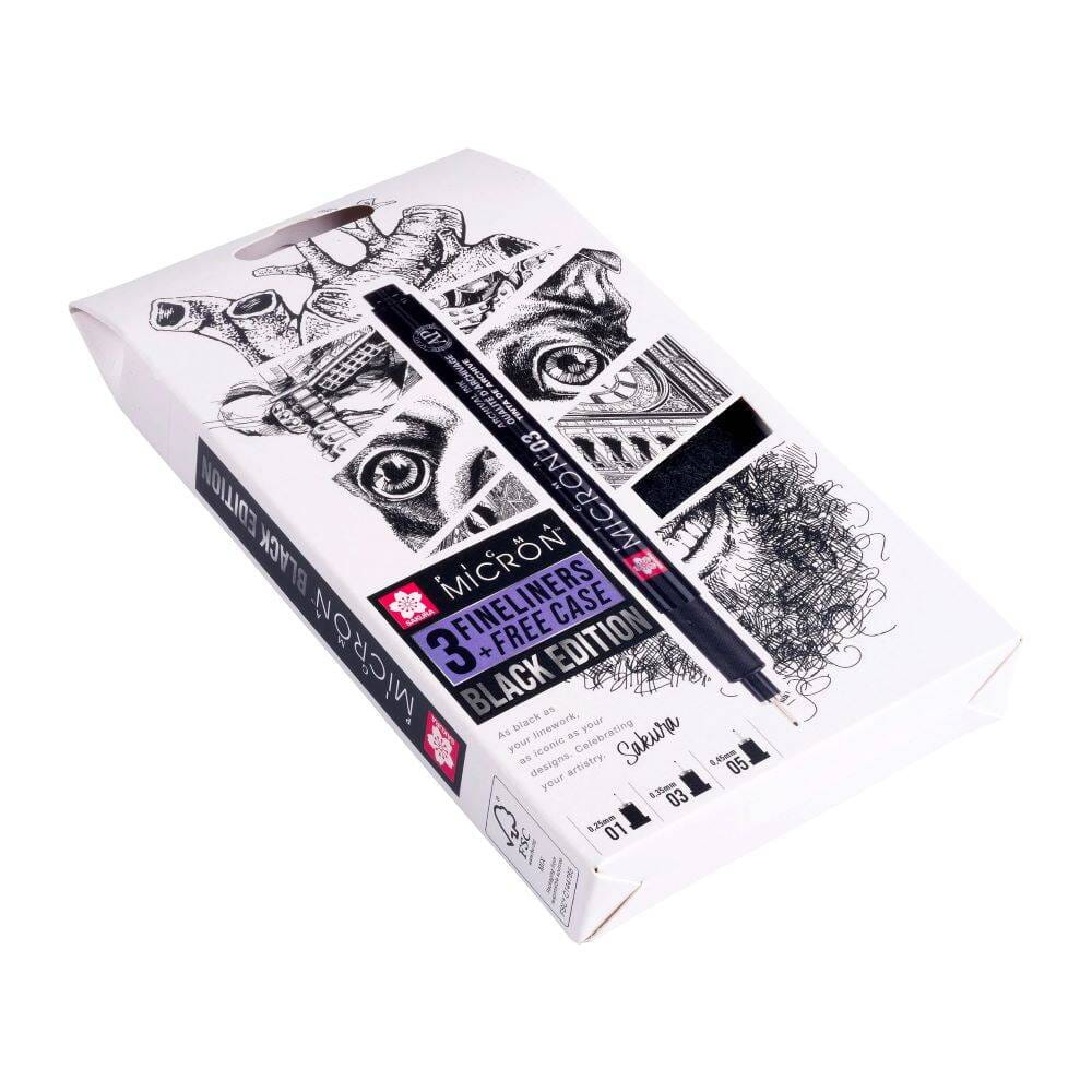 Zestaw cienkopisów Pigma Micron Black Edition 3szt z etui #2