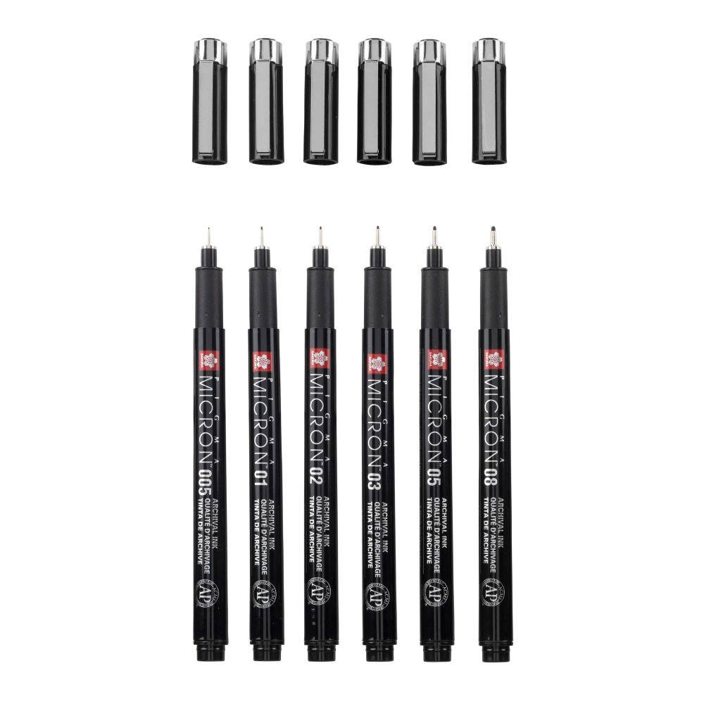 Zestaw cienkopisów Pigma Micron Black Edition 6szt z etui #4