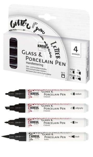Pisaki do szkła i porcelany Handlettering Kreul 4szt Zestaw #1