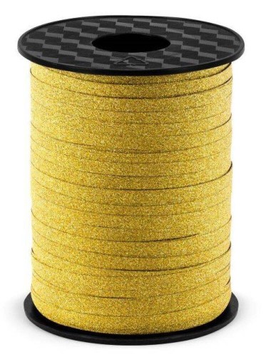 Wstążka świąteczna brokatowa do pakowania 5mm - 225m złota #1