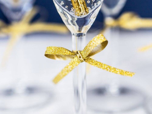 Wstążka świąteczna brokatowa do pakowania 5mm - 225m złota #2