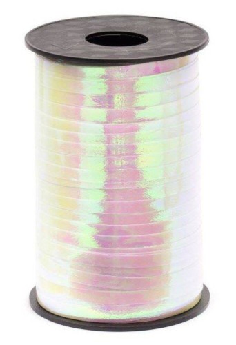 Wstążka świąteczna opalizująca do pakowania 5mm - 225m biała #1