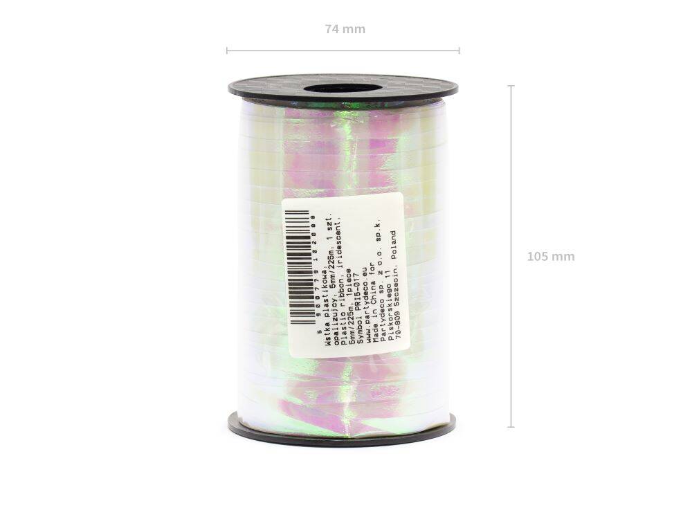 Wstążka świąteczna opalizująca do pakowania 5mm - 225m biała #2