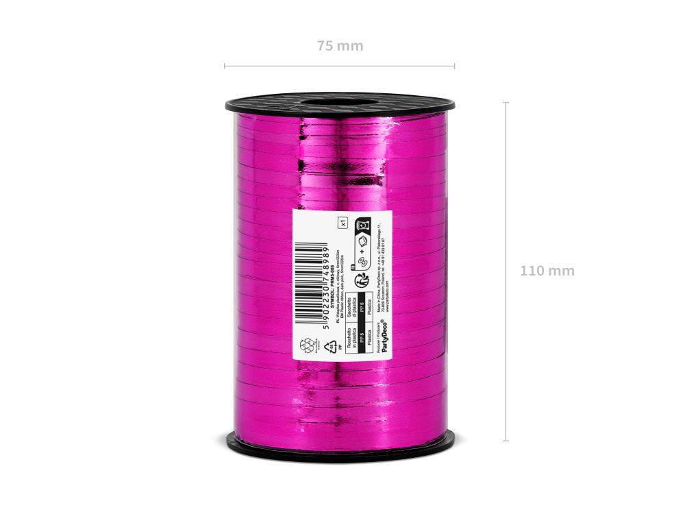 Wstążka świąteczna metalizowana do pakowania 5mm - 225m ciemna różowa #2
