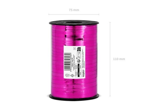 Wstążka świąteczna metalizowana do pakowania 5mm - 225m ciemna różowa #2
