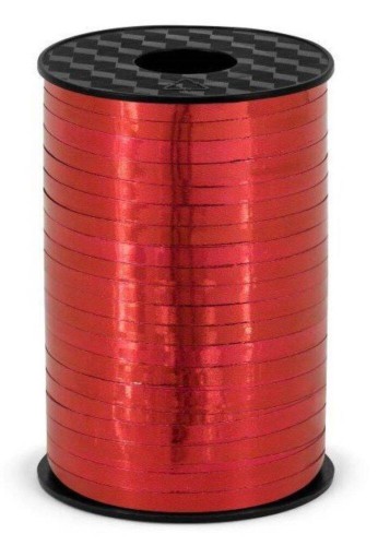 Wstążka świąteczna metalizowana do pakowania 5mm - 225m czerwona #1