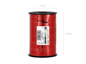 Wstążka świąteczna metalizowana do pakowania 5mm - 225m czerwona #2