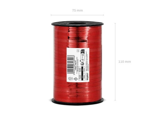Wstążka świąteczna metalizowana do pakowania 5mm - 225m czerwona #2