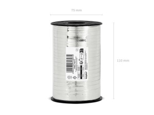 Wstążka świąteczna metalizowana do pakowania 5mm - 225m srebrna #2