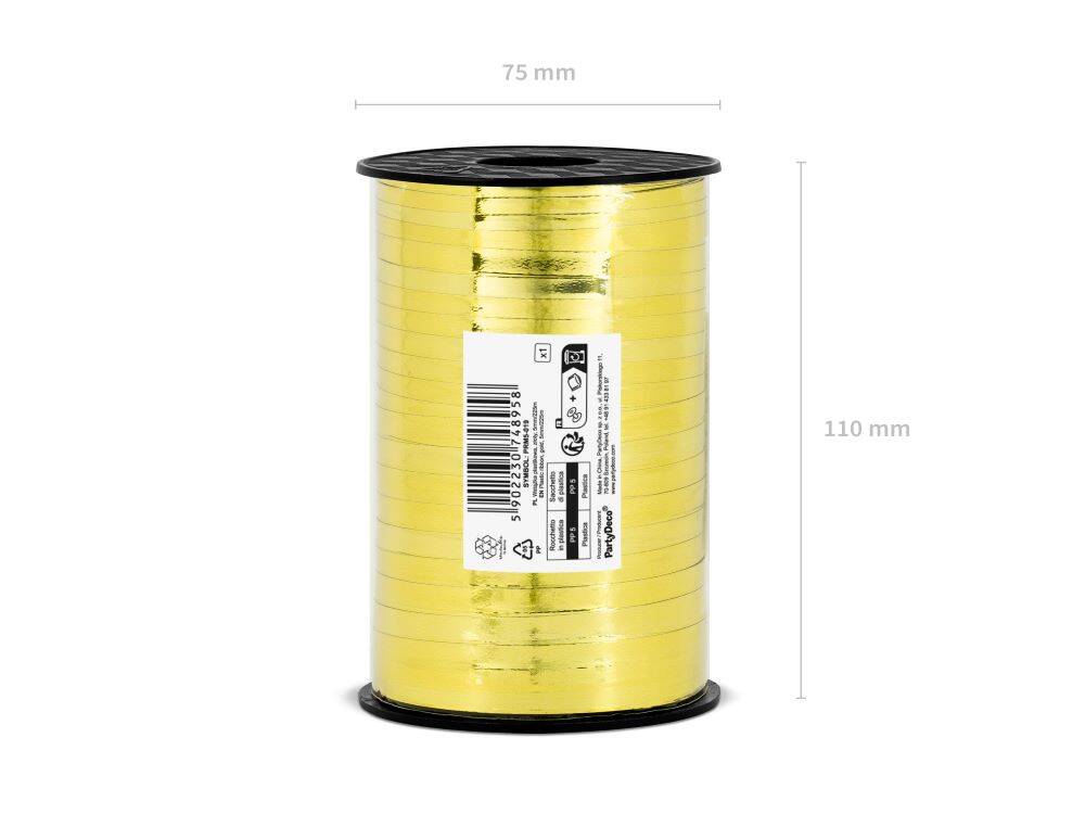Wstążka świąteczna metalizowana do pakowania 5mm - 225m złota #5