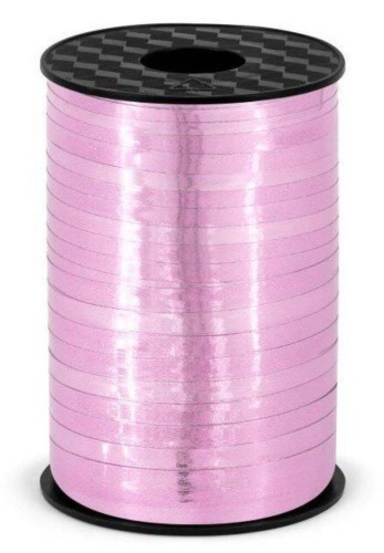 Wstążka świąteczna metalizowana do pakowania 5mm - 225m różowa #1