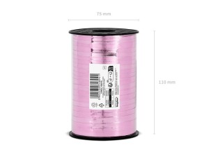 Wstążka świąteczna metalizowana do pakowania 5mm - 225m różowa #2