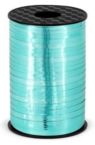 Wstążka świąteczna metalizowana do pakowania 5mm - 225m turkusowa #2