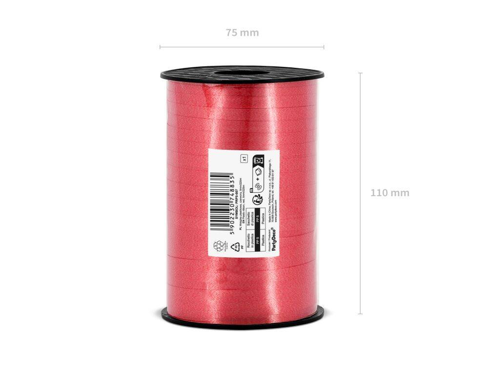 Wstążka świąteczna do pakowania 5mm - 225m czerwona #2