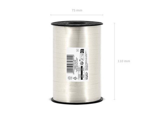 Wstążka świąteczna do pakowania 5mm - 225m biała #2