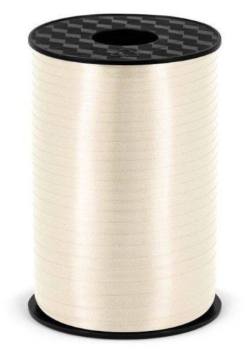 Wstążka świąteczna do pakowania 5mm - 225m jasna kremowa #1