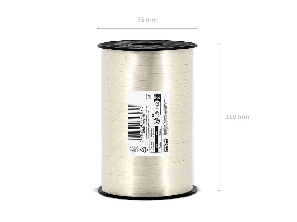 Wstążka świąteczna do pakowania 5mm - 225m jasna kremowa #2