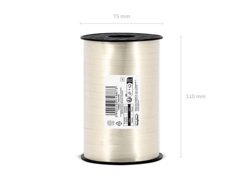 Wstążka świąteczna do pakowania 5mm - 225m jasna kremowa #2