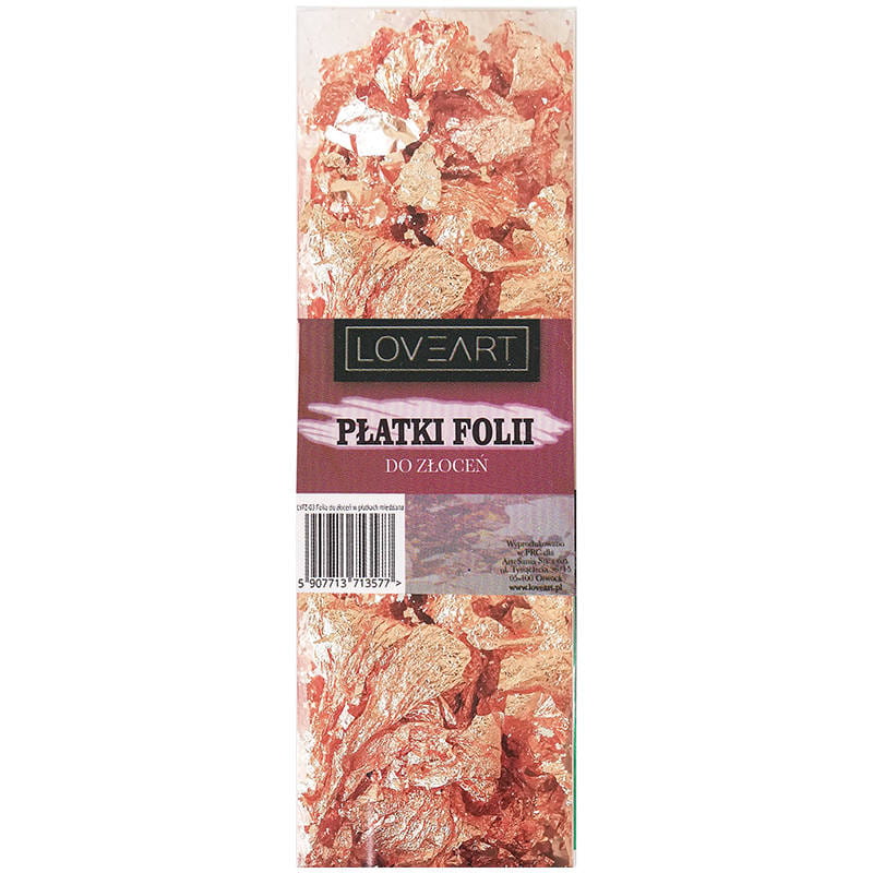 Folia do złoceń w płatkach Loveart 3szt Mix miedziana złota srebrna #2