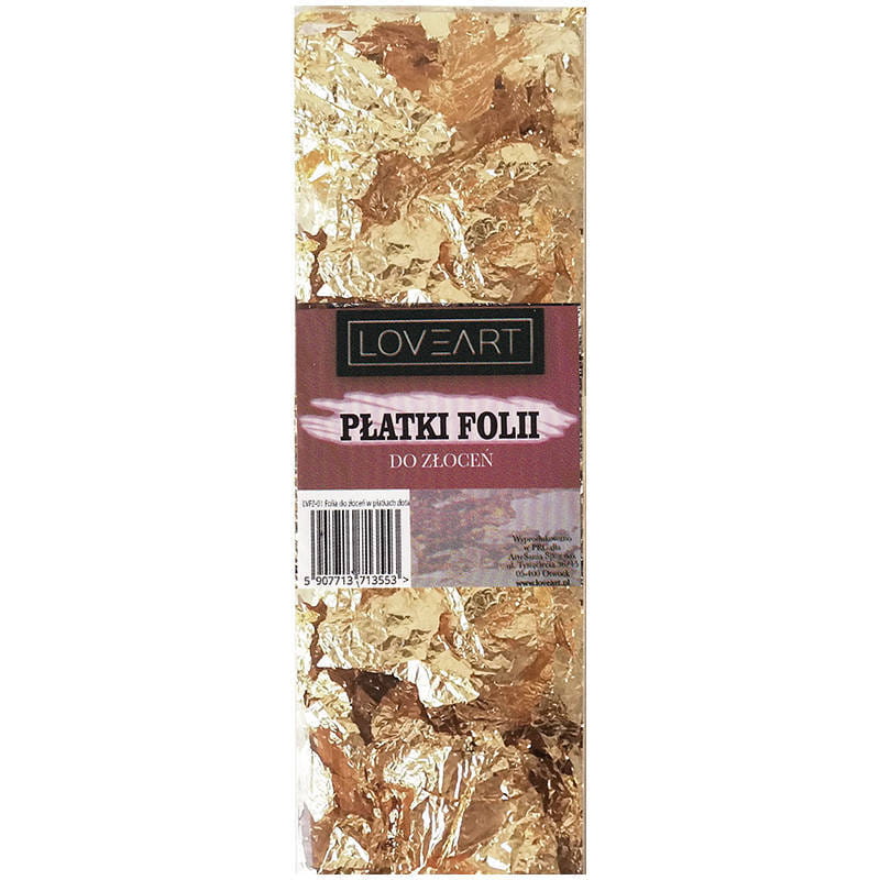 Folia do złoceń w płatkach Loveart 3szt Mix miedziana złota srebrna #3