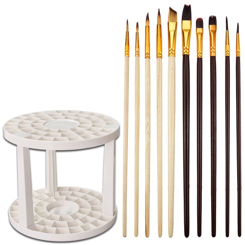 Zestaw malarski Stojak i Pędzle malarskie 10 sztuk #1