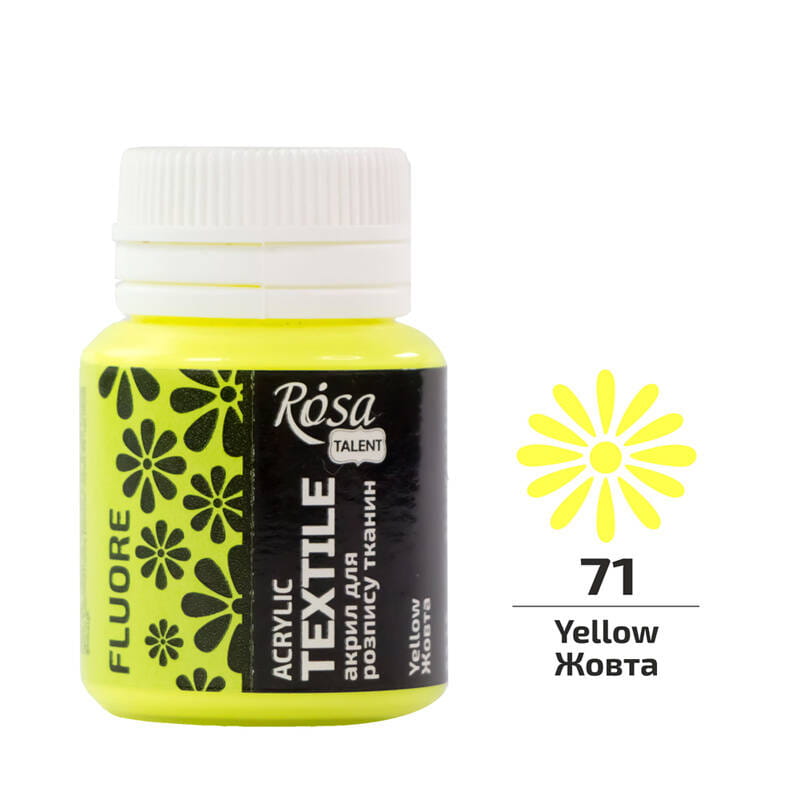 Farba do tkanin Rosa Talent 20ml fluorescencyjna żółta #2