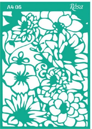 Szablon plastikowy samoprzylepny A4 Rosa Talent 06 Ornamenty kwiatowe #1