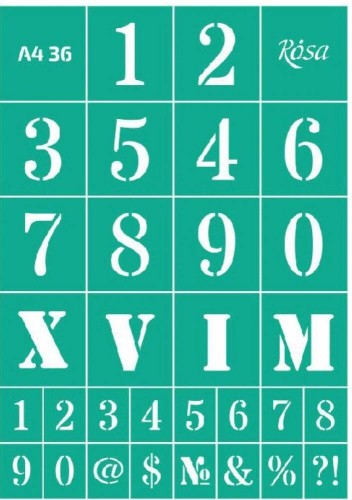 Szablon plastikowy samoprzylepny A4 Rosa Talent 36 Liczby #1
