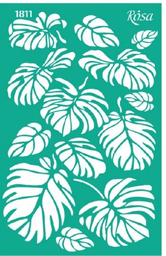 Szablon plastikowy samoprzylepny 13x20cm Rosa Talent 1811 Liście monstery #1